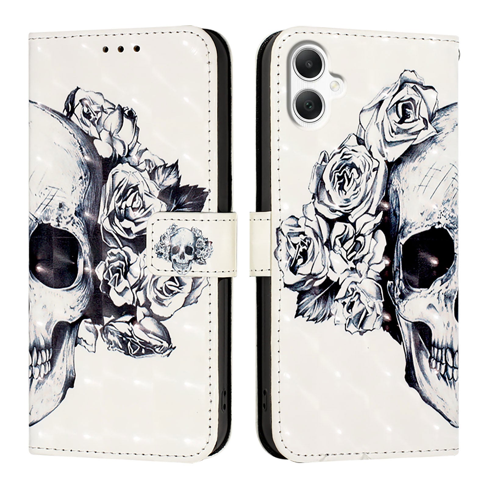 For Samsung Galaxy A06 Leather Case YB Pattern Printing Leather Series-2 Pattern Printing Wallet Stand Cover - Skull For Samsung Galaxy A06 Leather Case YB Pattern Printing Leather Series-2 Pattern Printing Wallet Stand Cover - Skull